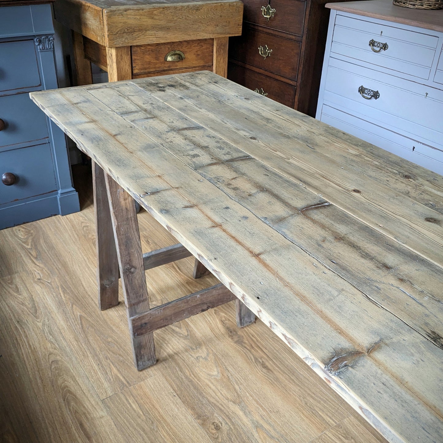 Vintage Pine Trestle Table
