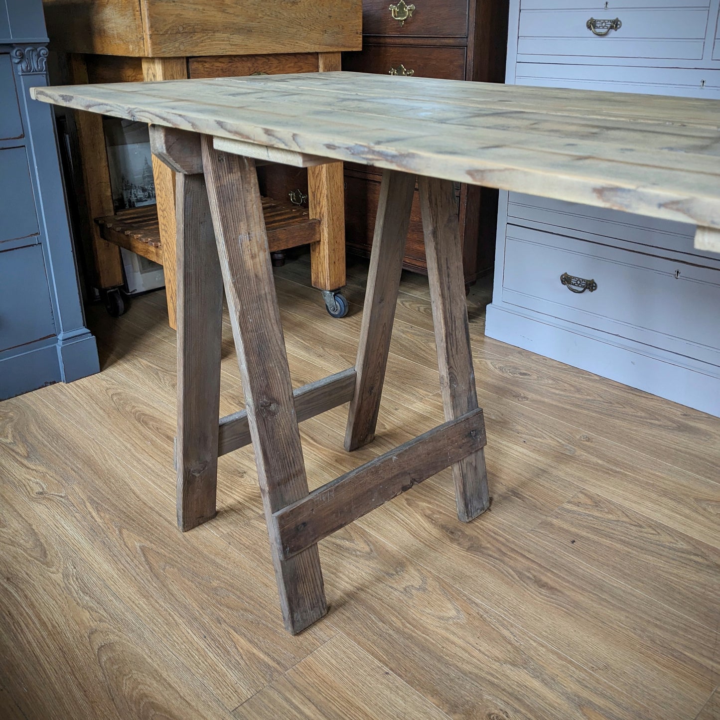 Vintage Pine Trestle Table