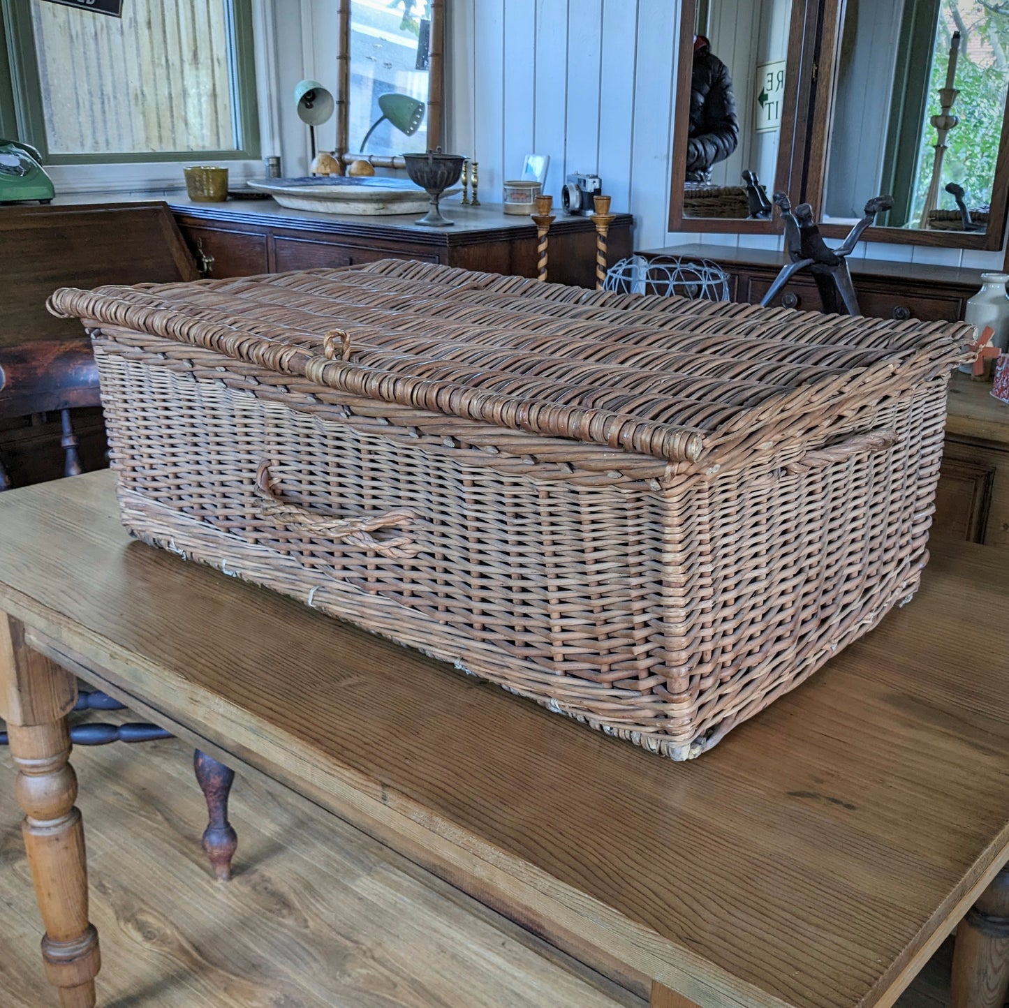 Antique Wicker Basket with Lid