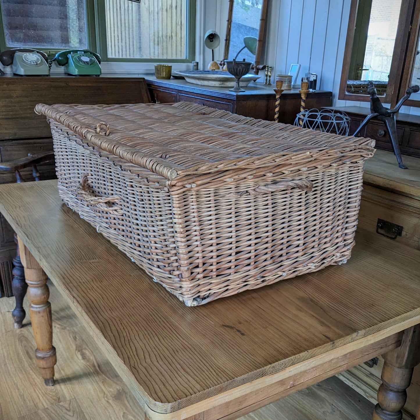 Antique Wicker Basket with Lid