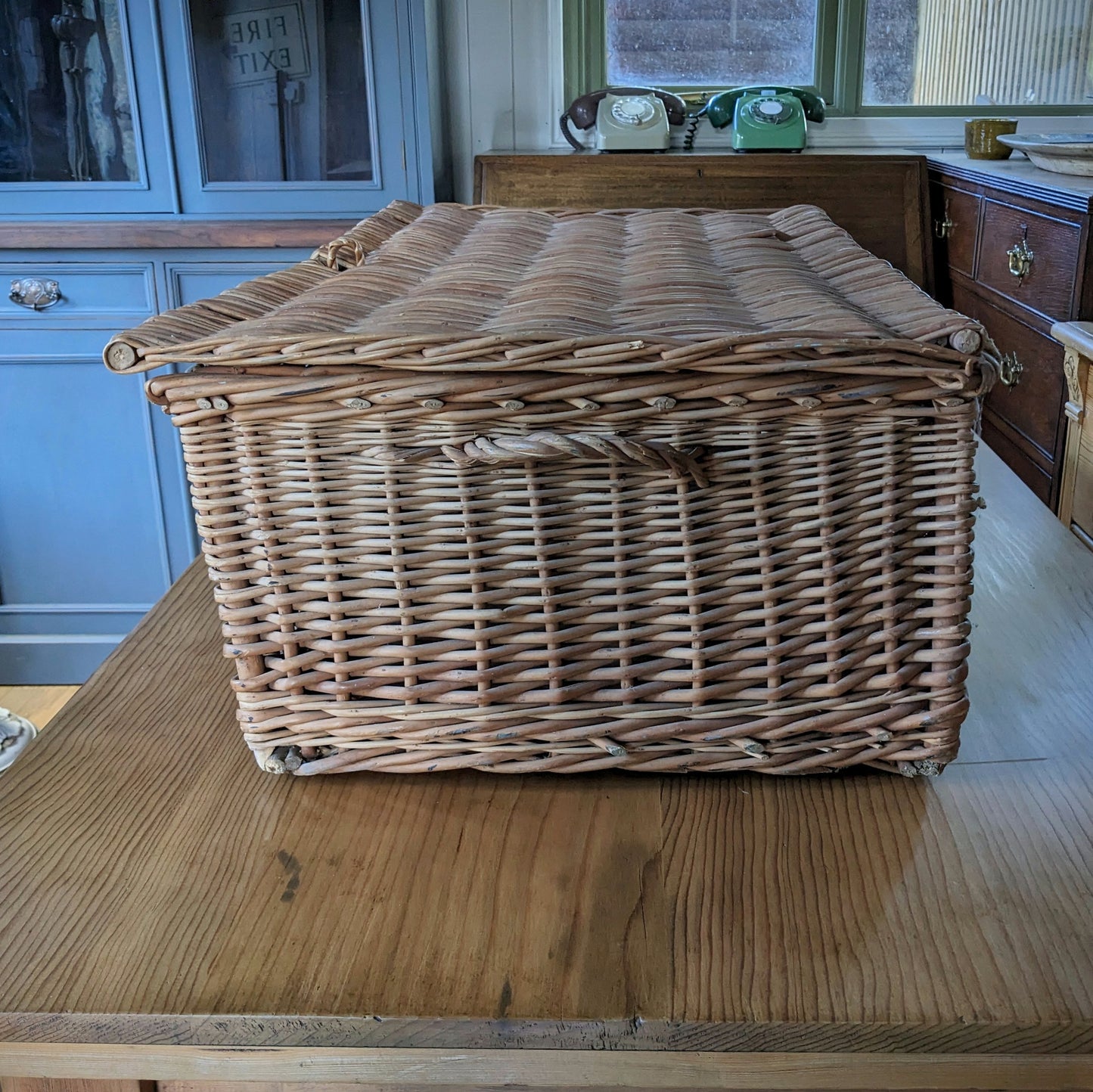 Antique Wicker Basket with Lid