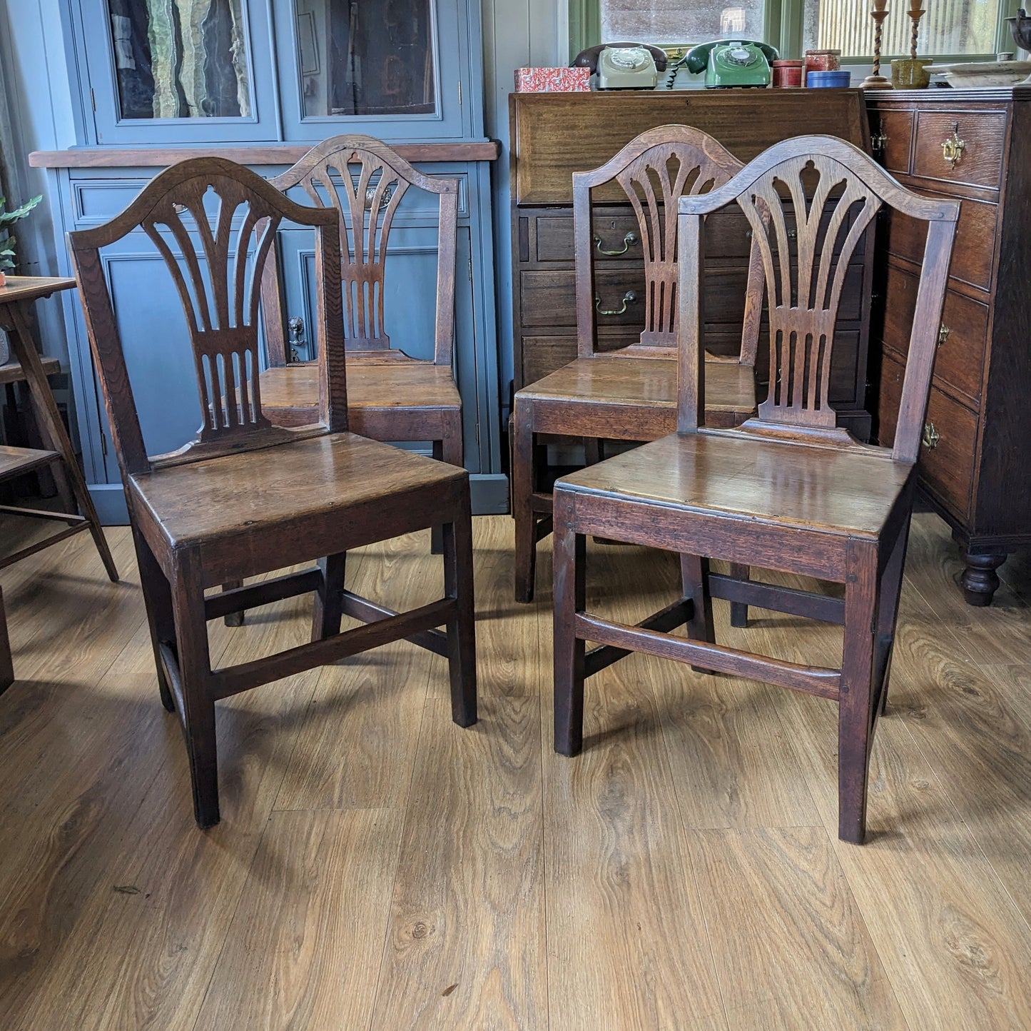 Four Georgian Oak Country Chairs