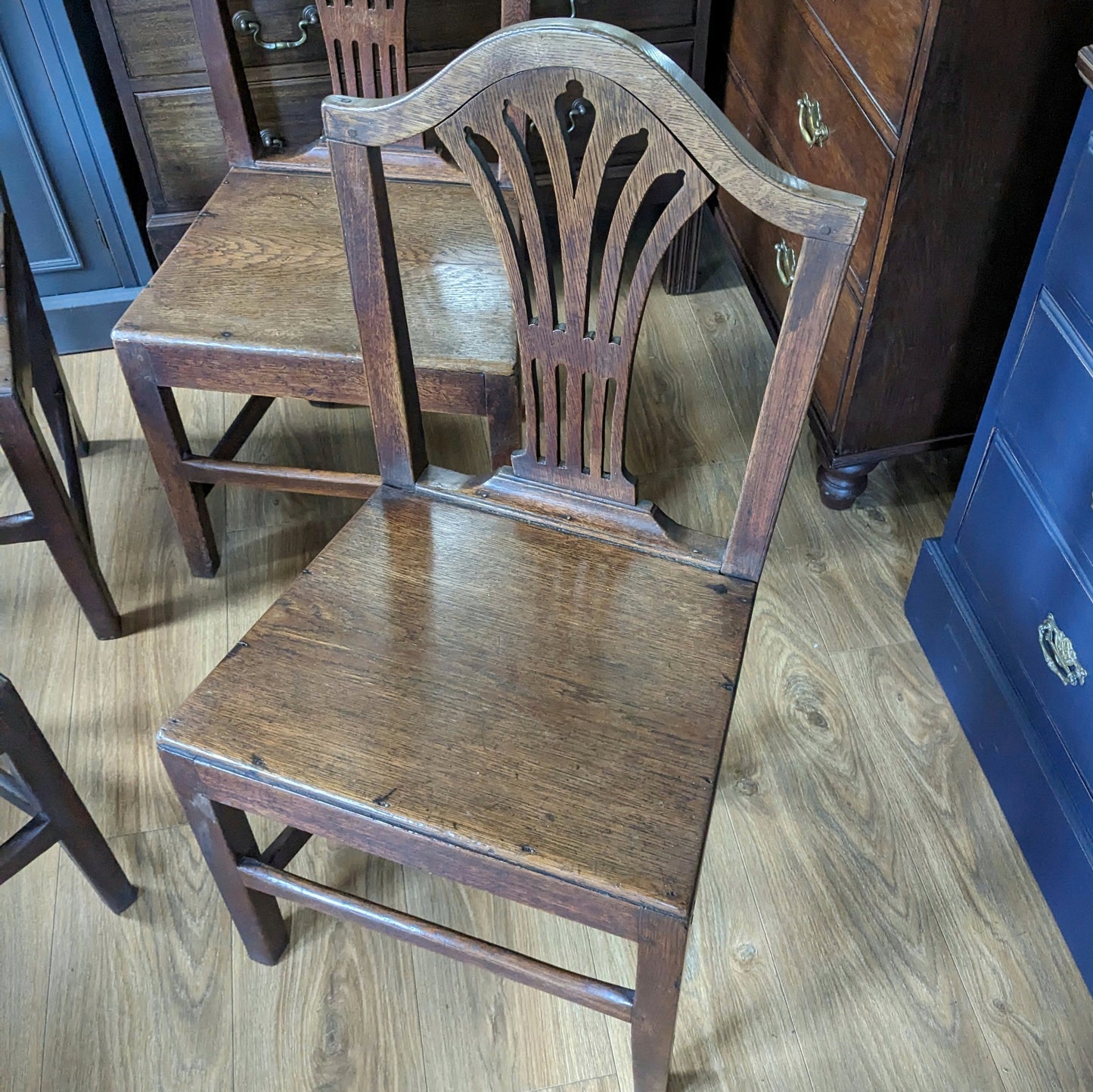 Four Georgian Oak Country Chairs