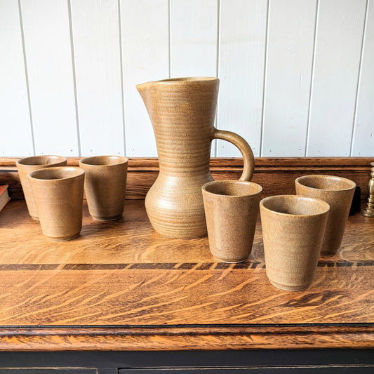 Vintage French Water Jug and Six Tumblers