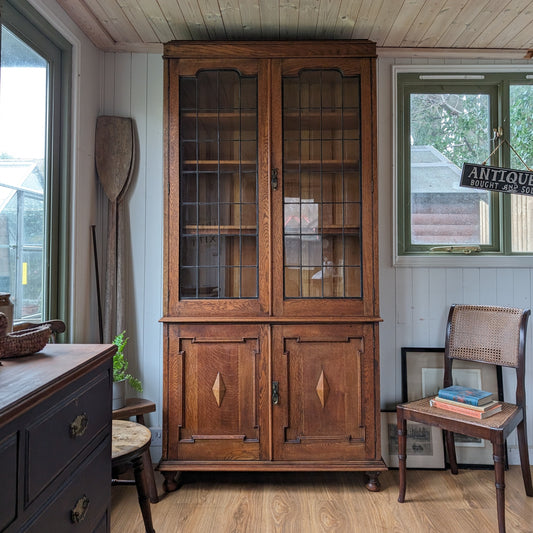 Antique Glazed Oak Bookcase