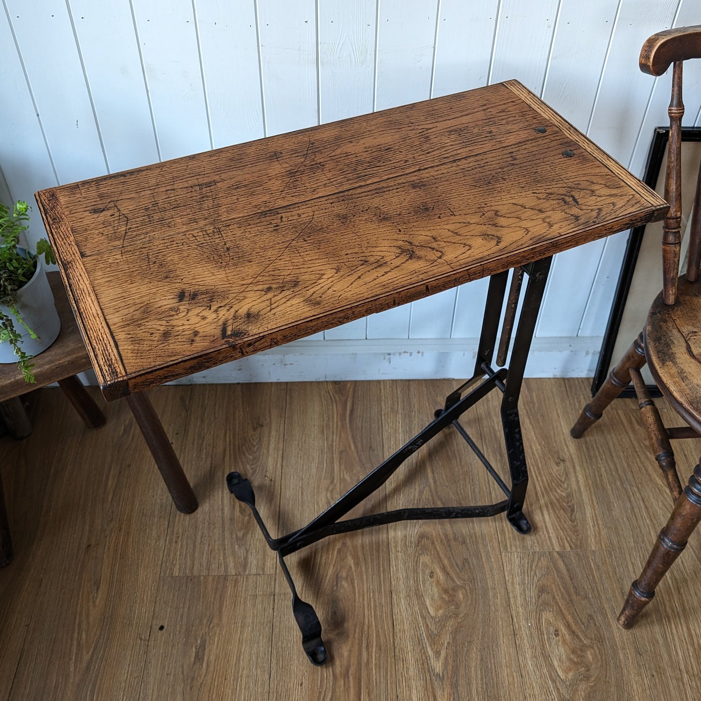 Antique Height Adjustable Side Table