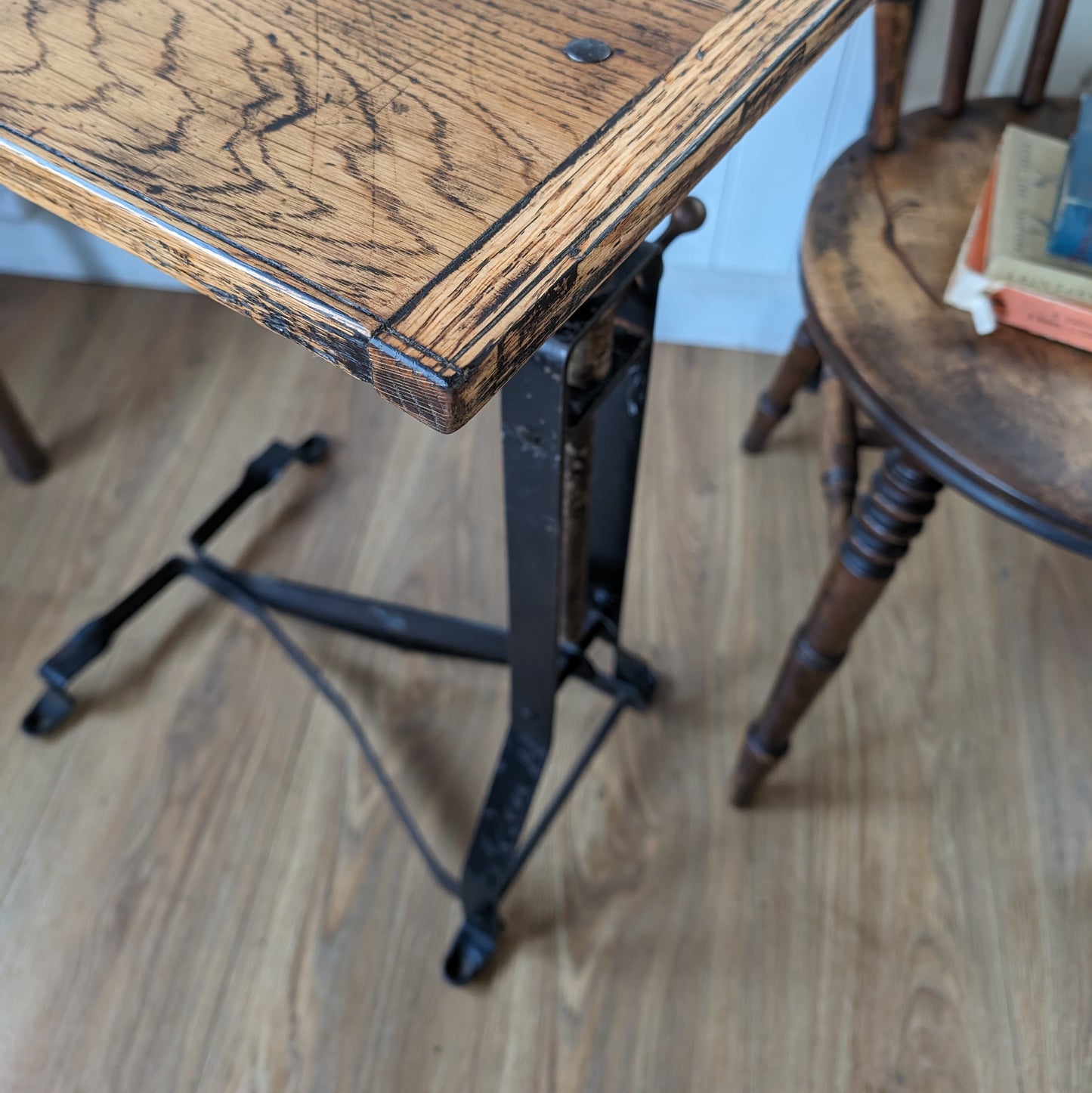 Antique Height Adjustable Side Table