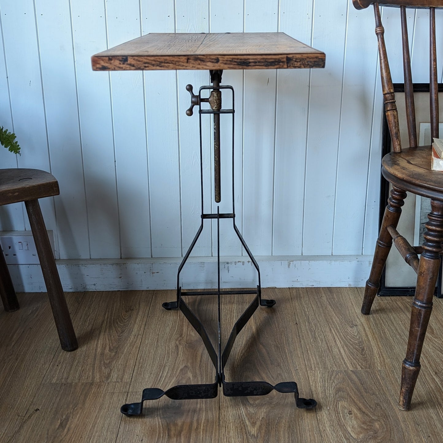 Antique Height Adjustable Side Table