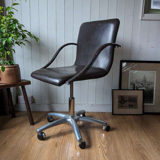 Vintage Leather Desk Chair Manufactured by Frag