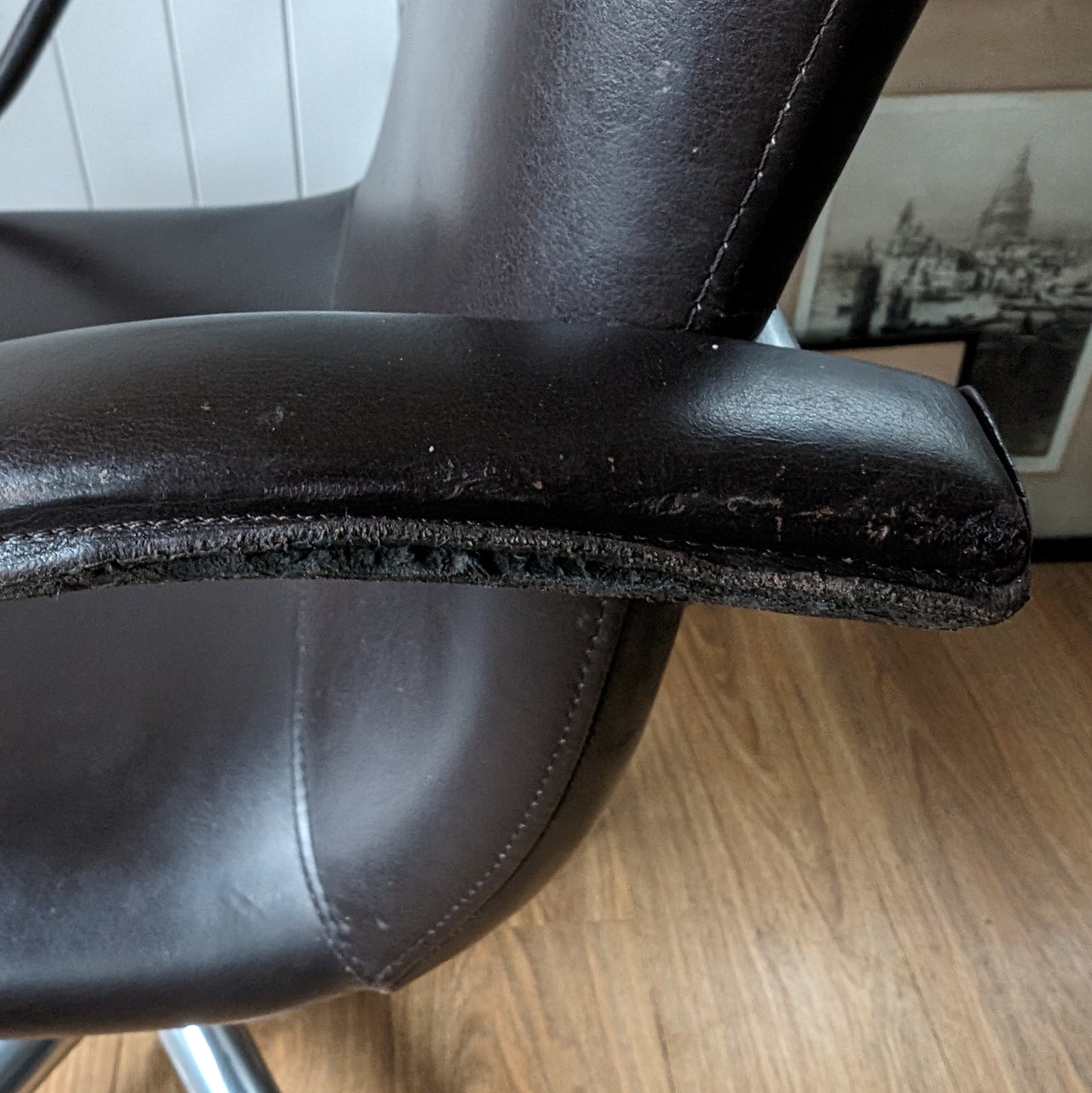 Vintage Leather Desk Chair Manufactured by Frag