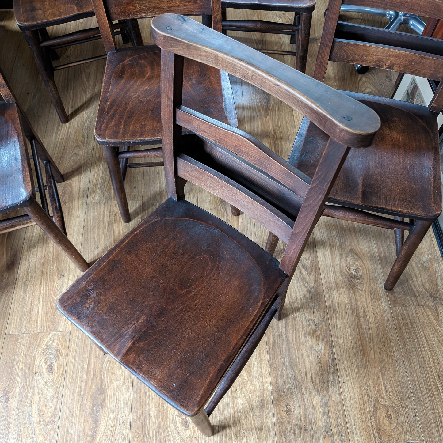 Six Antique Chapel Chairs
