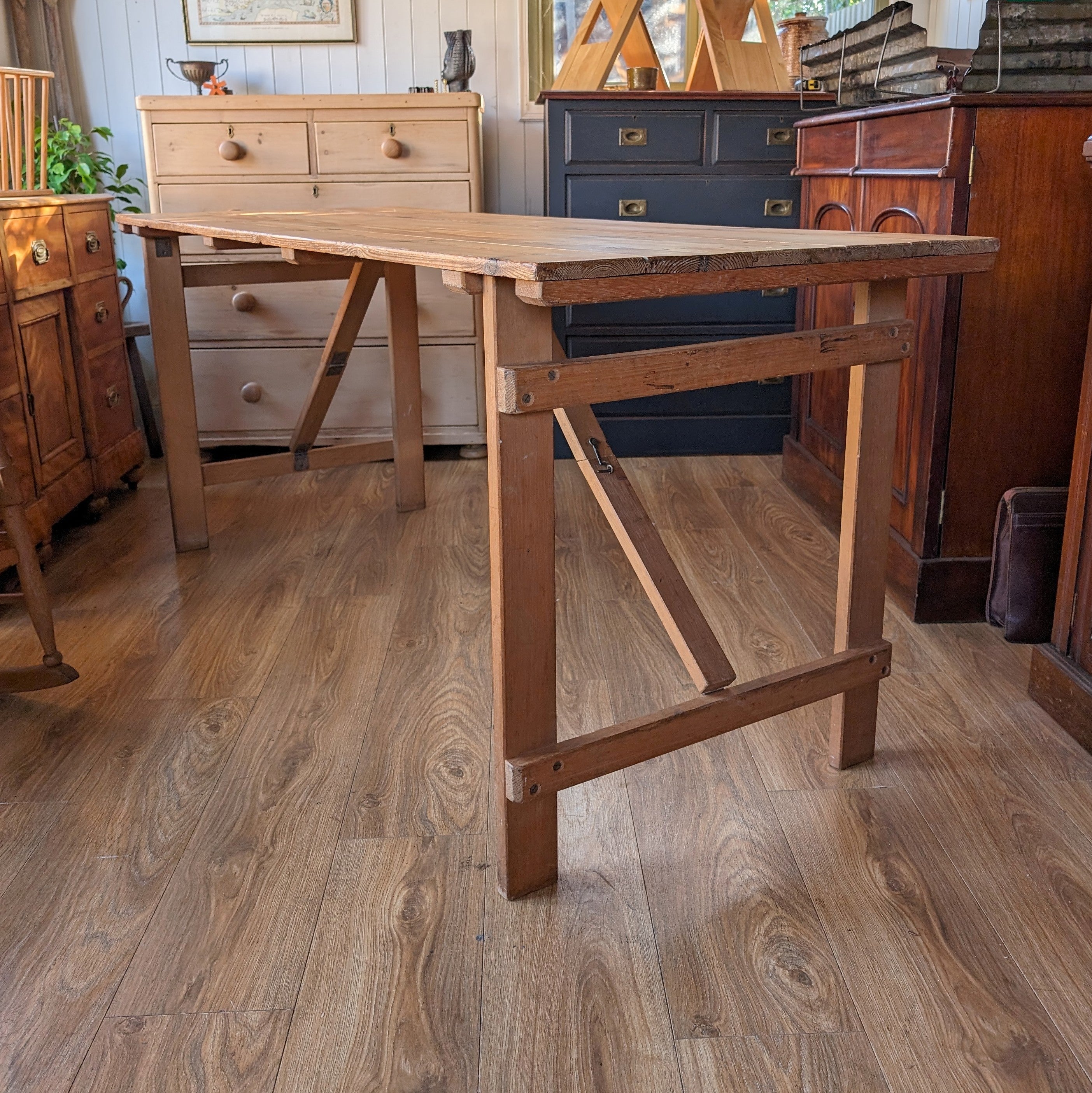 Pine trestle table deals