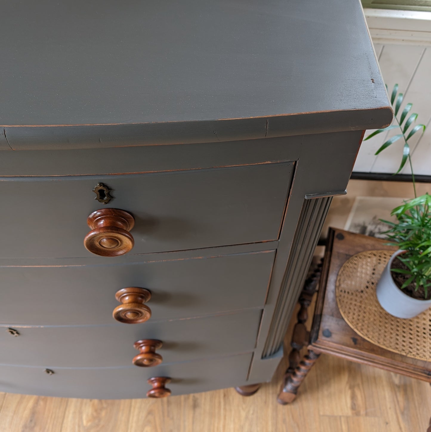Painted Victorian Bow Front Chest of Drawers