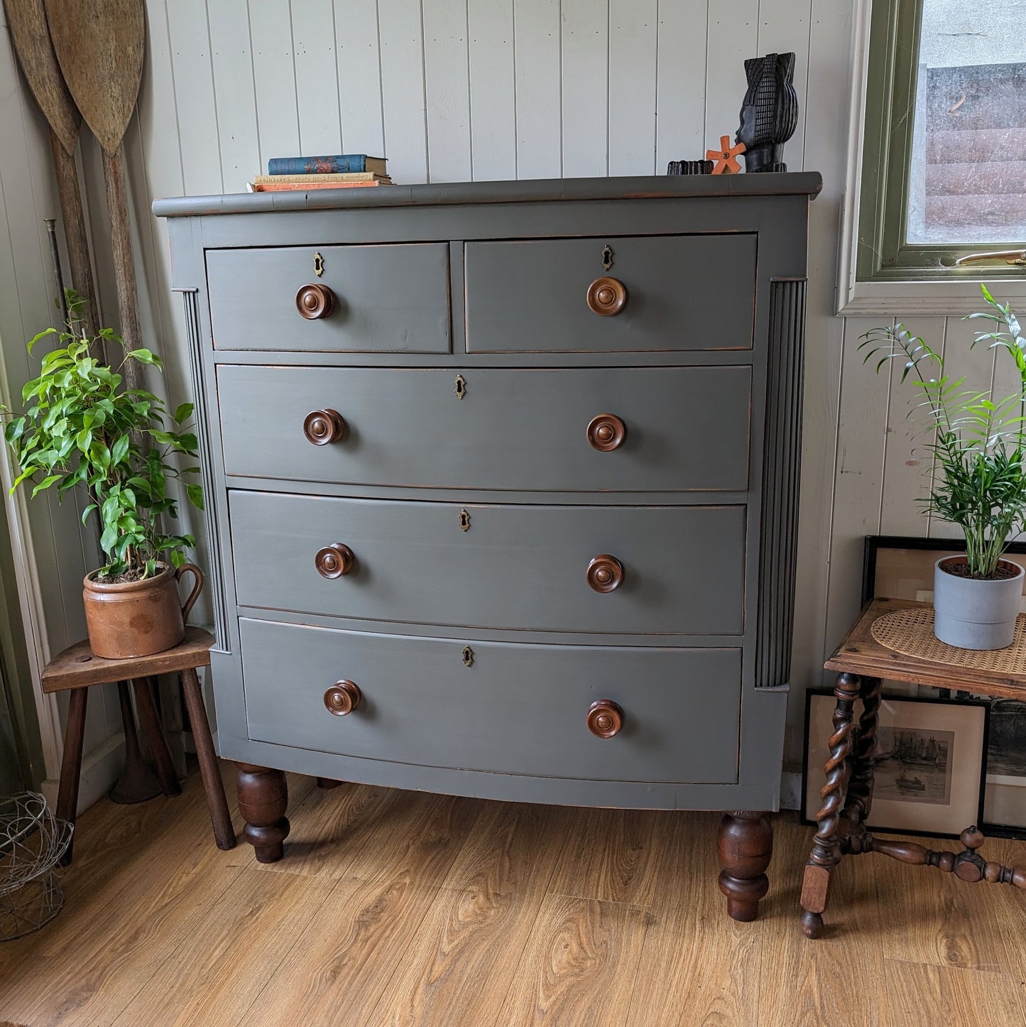 Painted Victorian Bow Front Chest of Drawers