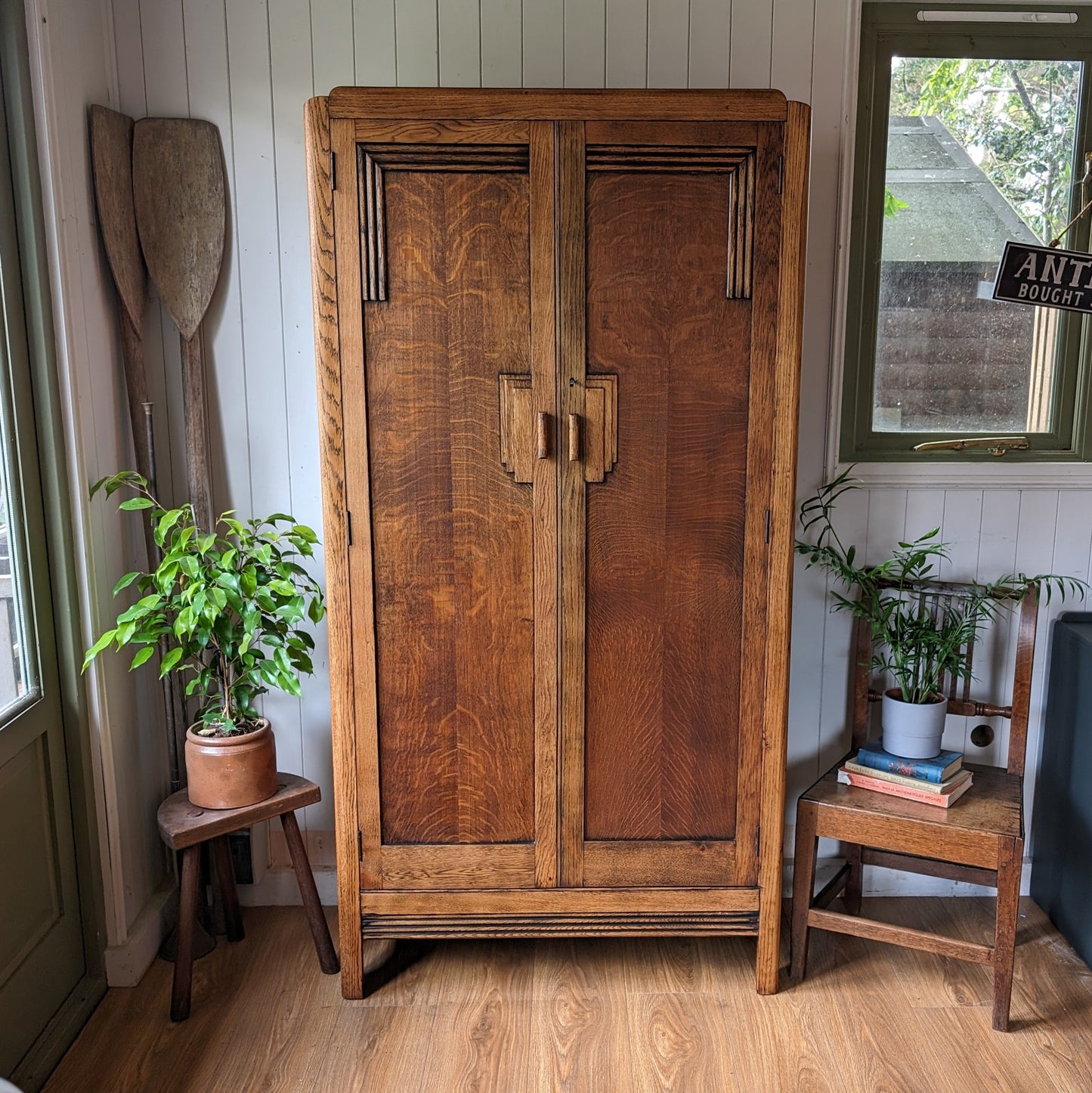 1930s Art Deco Oak Wardrobe