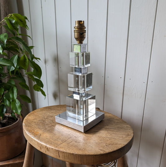 Vintage Glass and Chrome Table Lamp