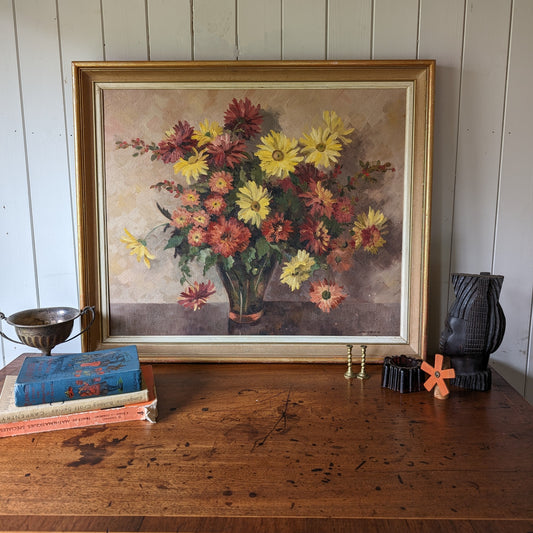 Vintage Still Life Bouquet Oil Painting