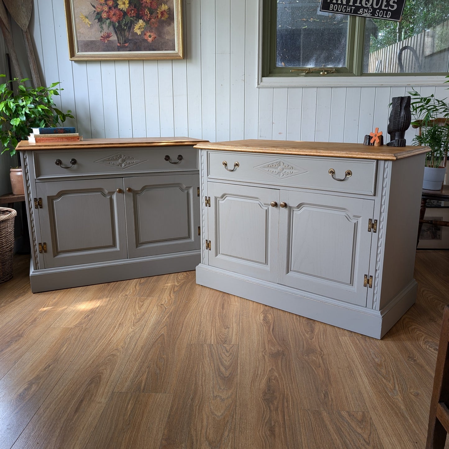 Pair of Vintage Painted Cupboards