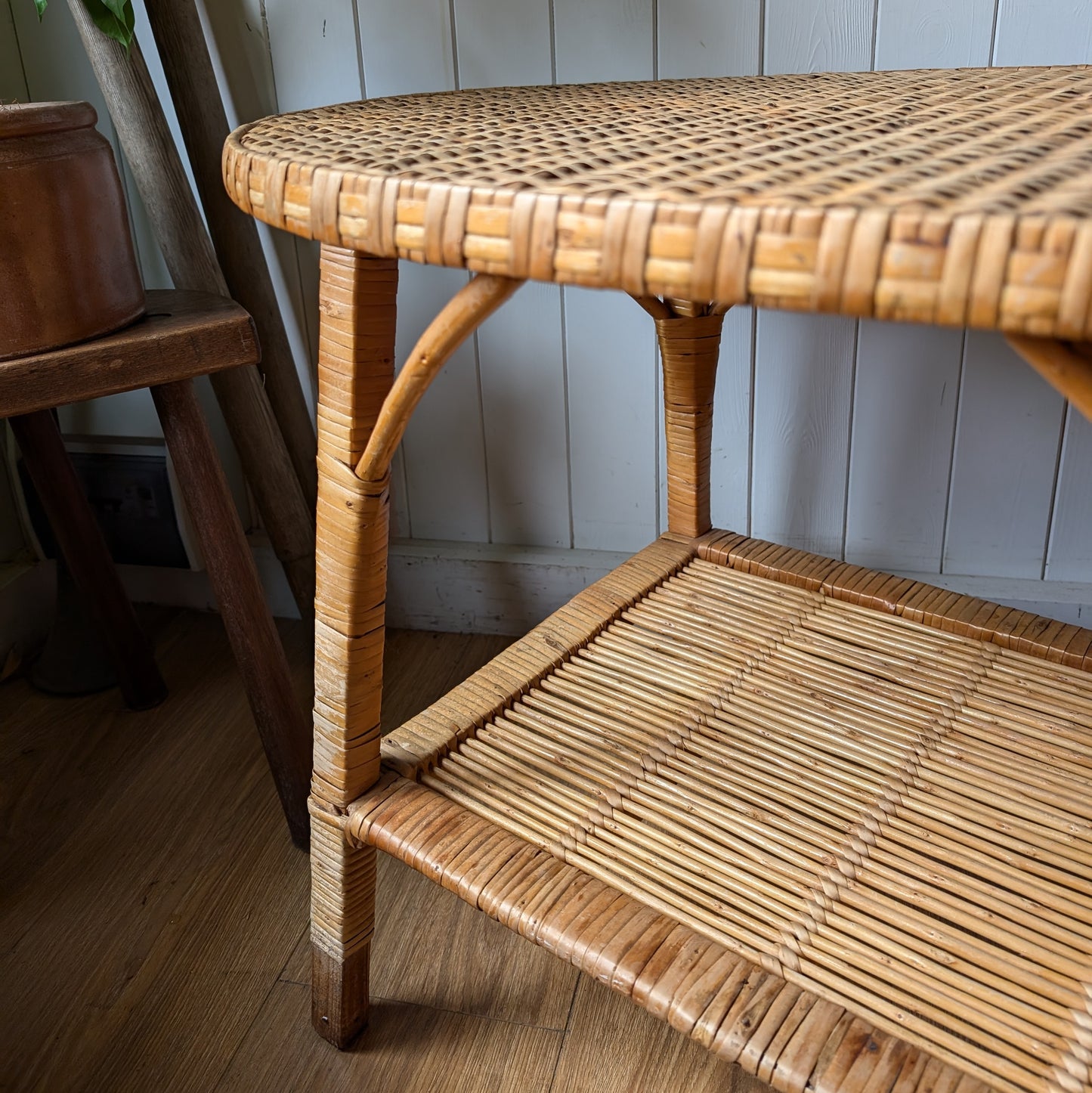 Mid Century Bamboo Side Table