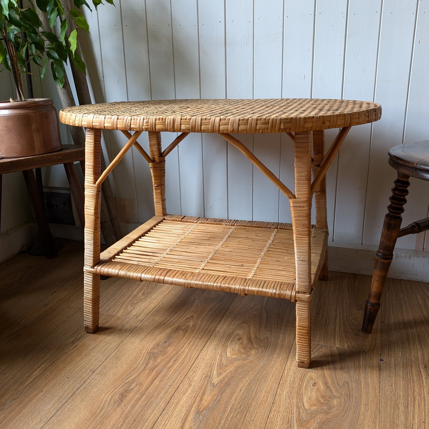 Mid Century Bamboo Side Table