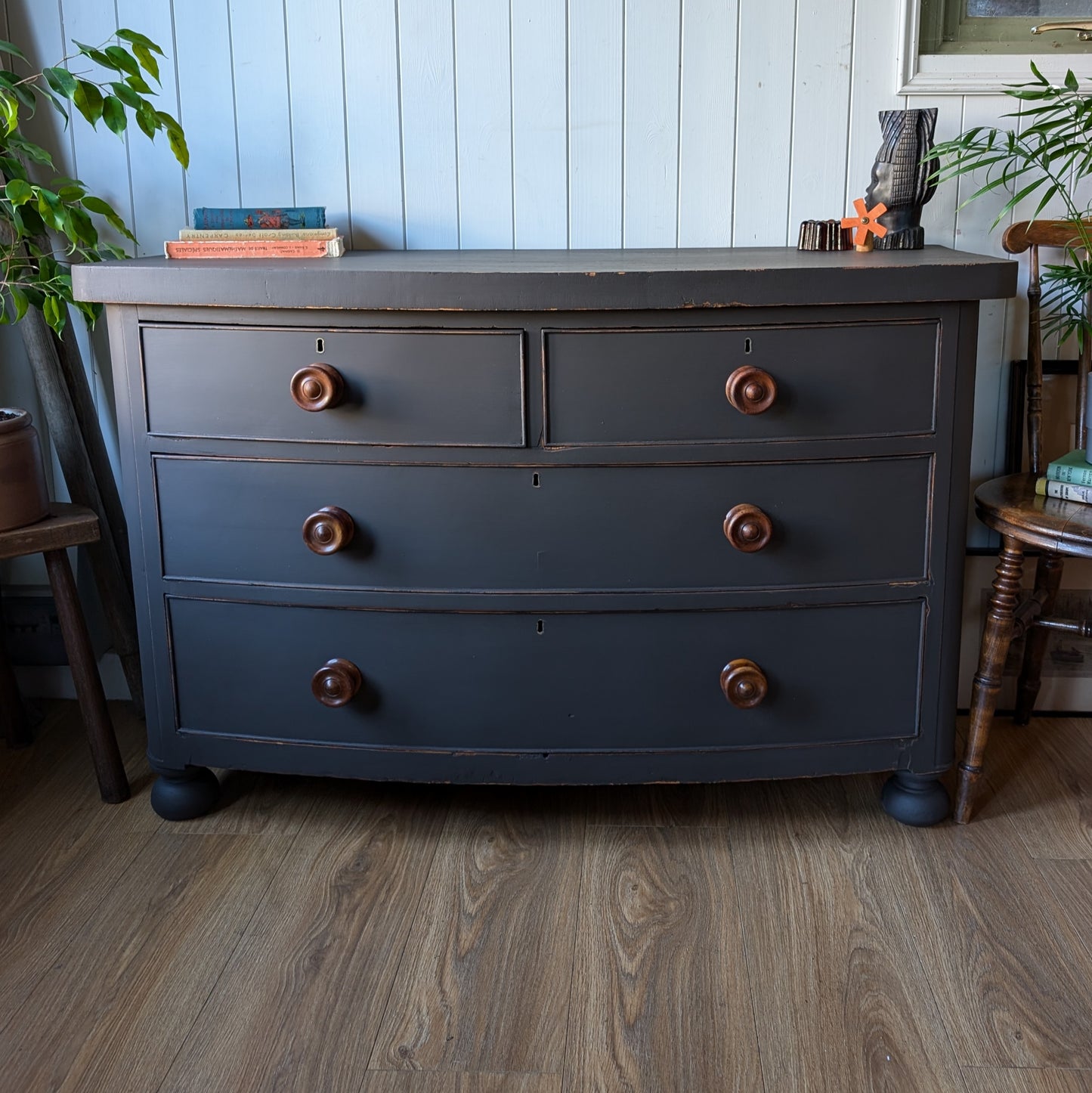 Painted Victorian Bow Front Chest of Drawers