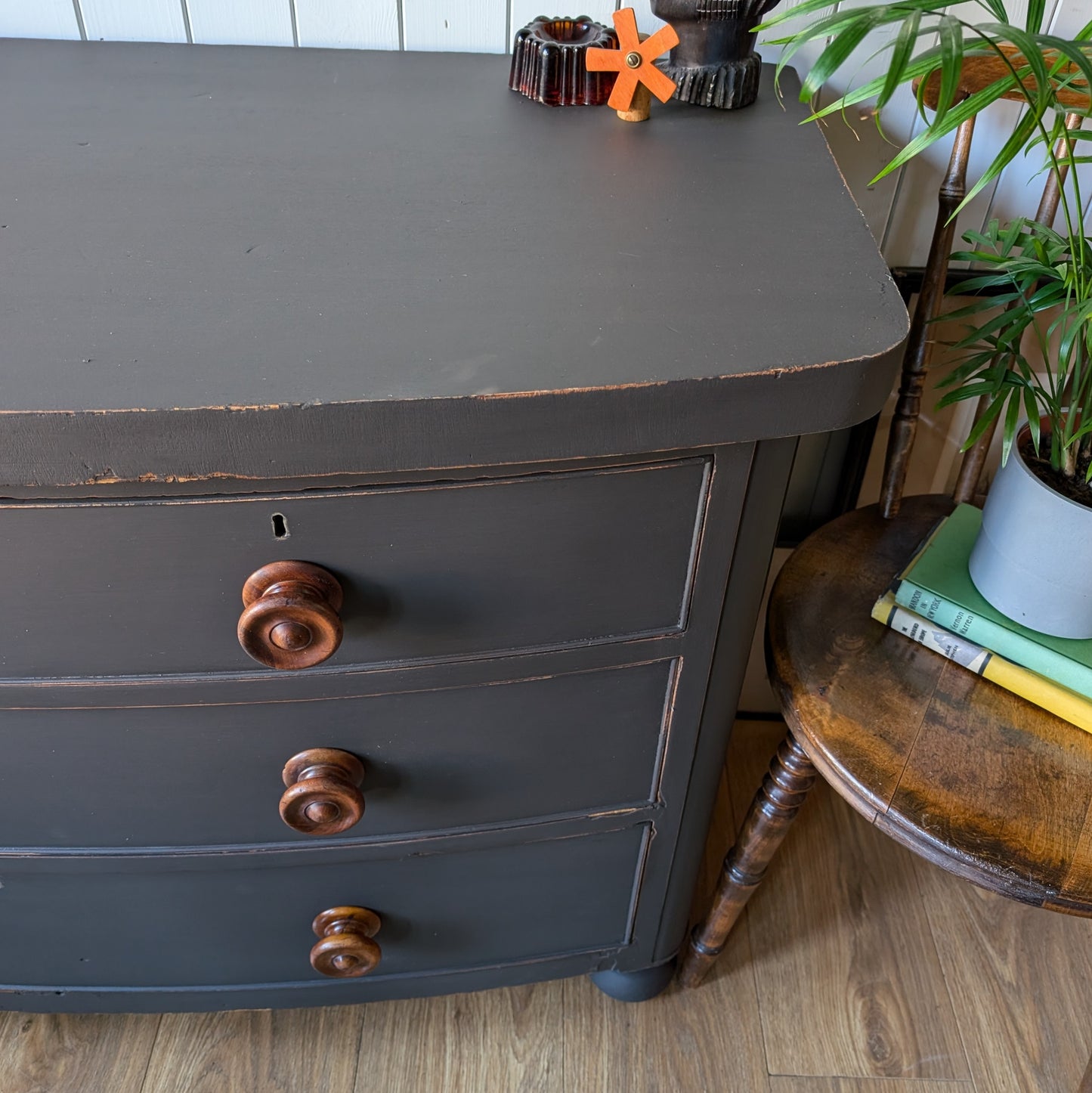 Painted Victorian Bow Front Chest of Drawers