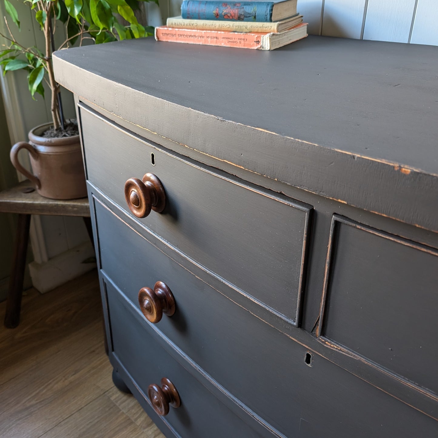 Painted Victorian Bow Front Chest of Drawers