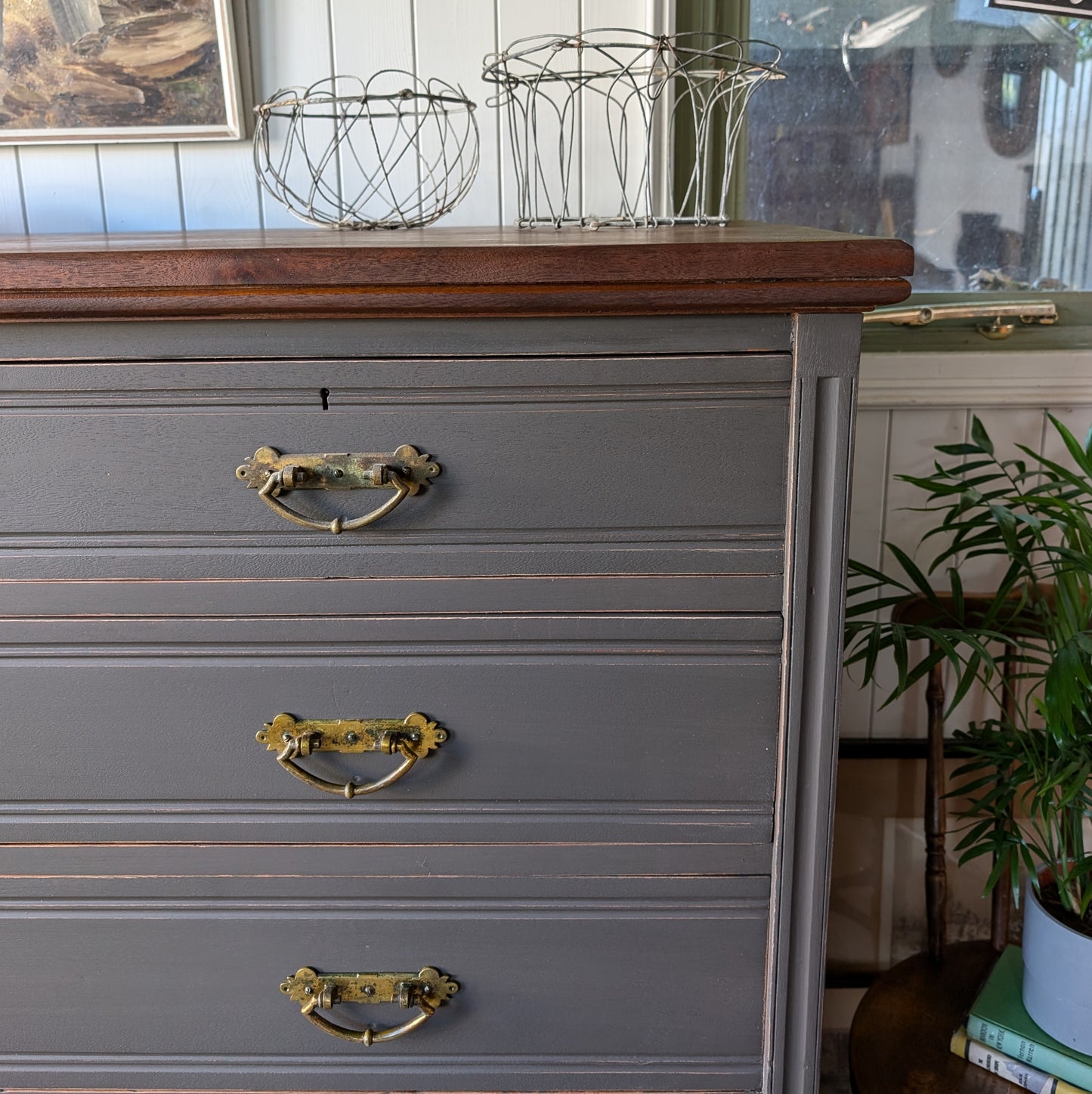 Large Painted Antique Chest of Drawers