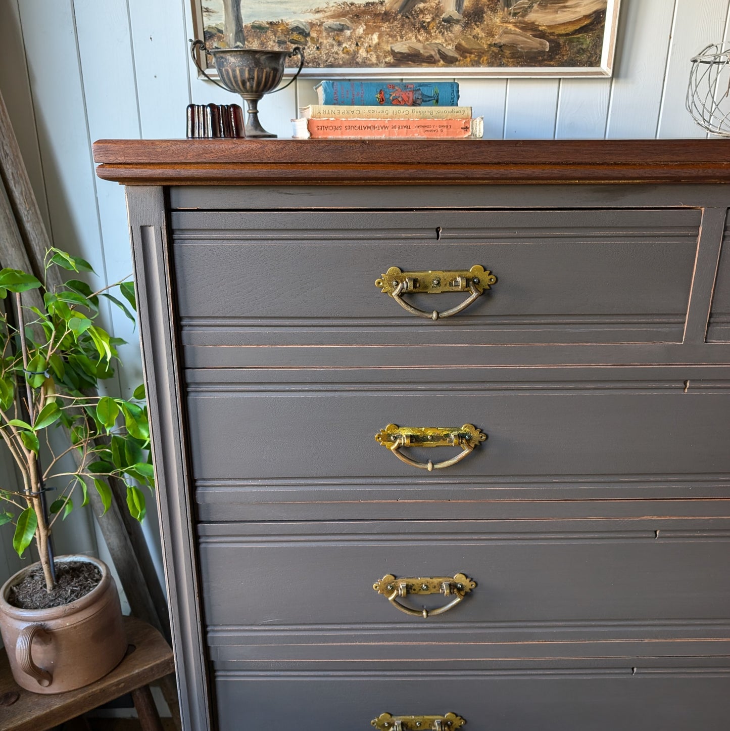 Large Painted Antique Chest of Drawers
