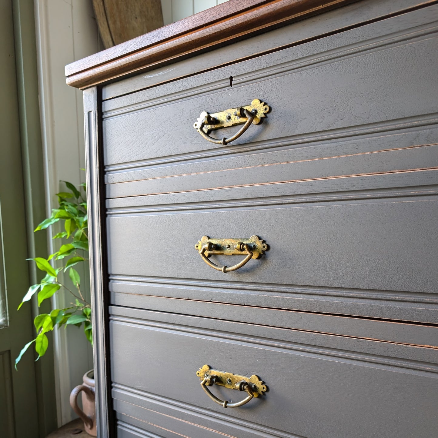Large Painted Antique Chest of Drawers