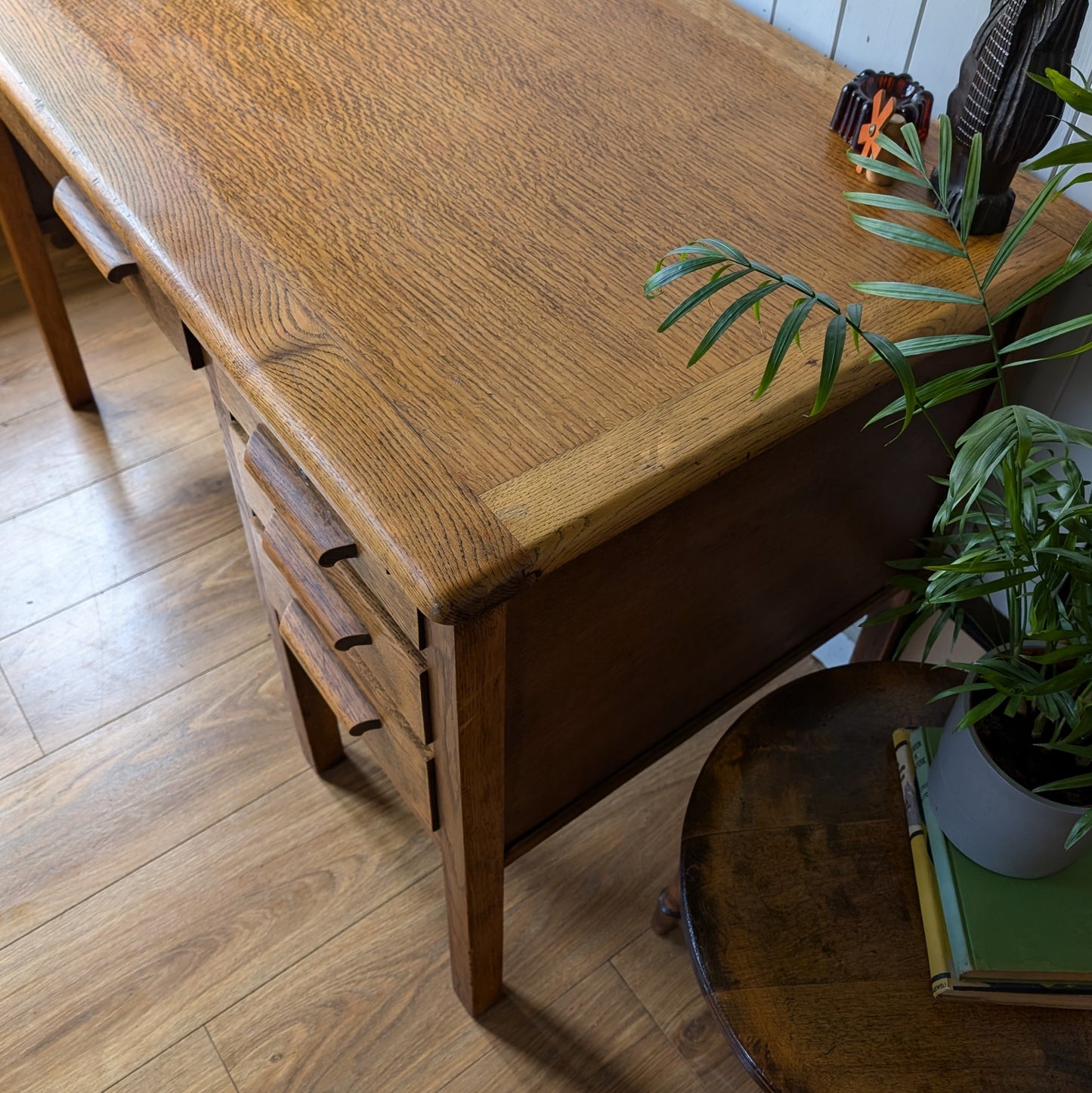 Antique Oak Pedestal Desk