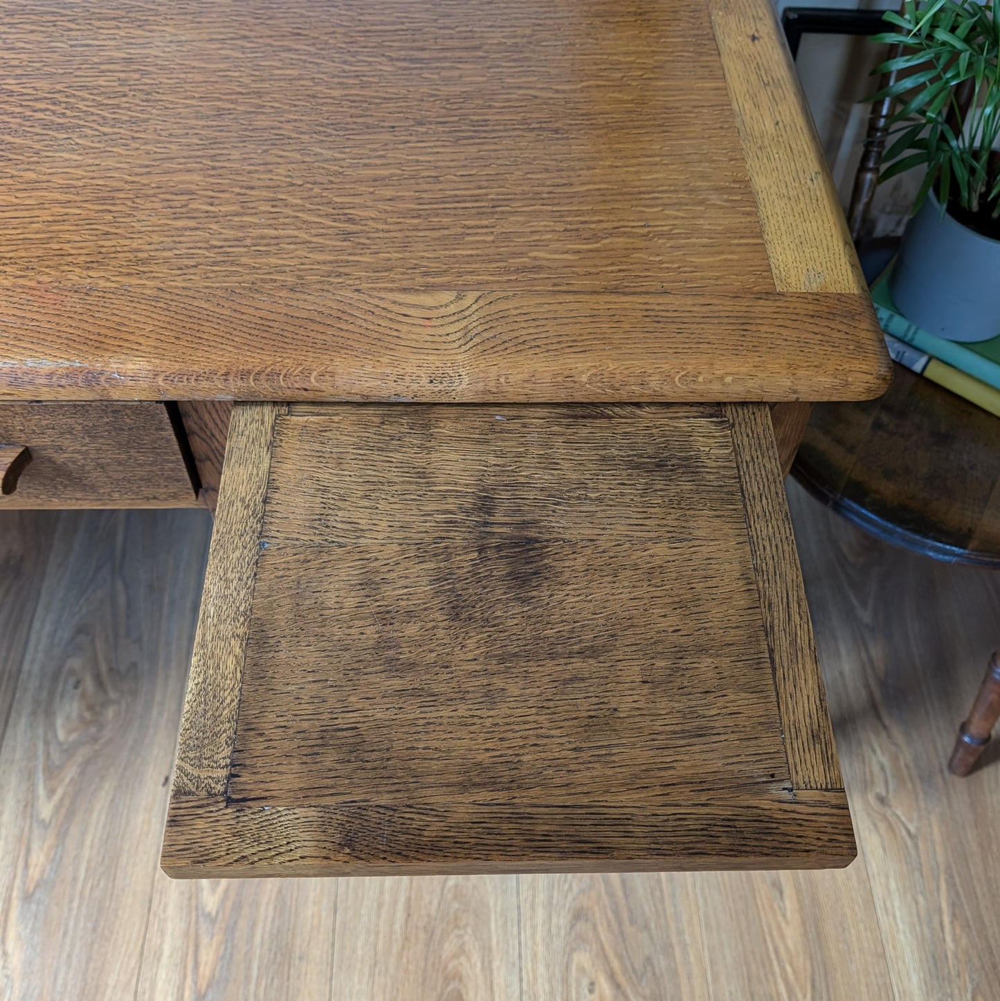 Antique Oak Pedestal Desk