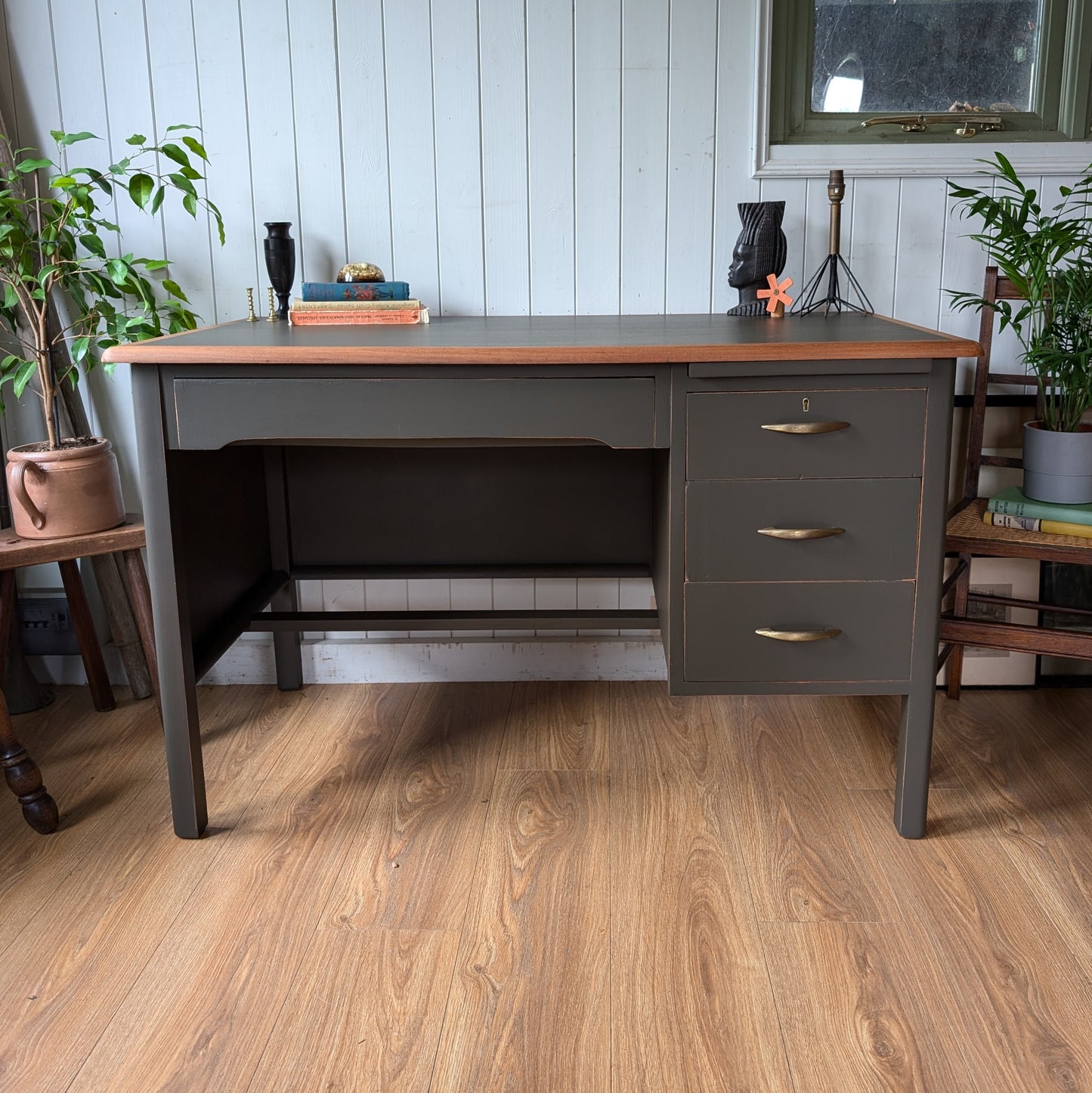 Painted Vintage Pedestal Desk