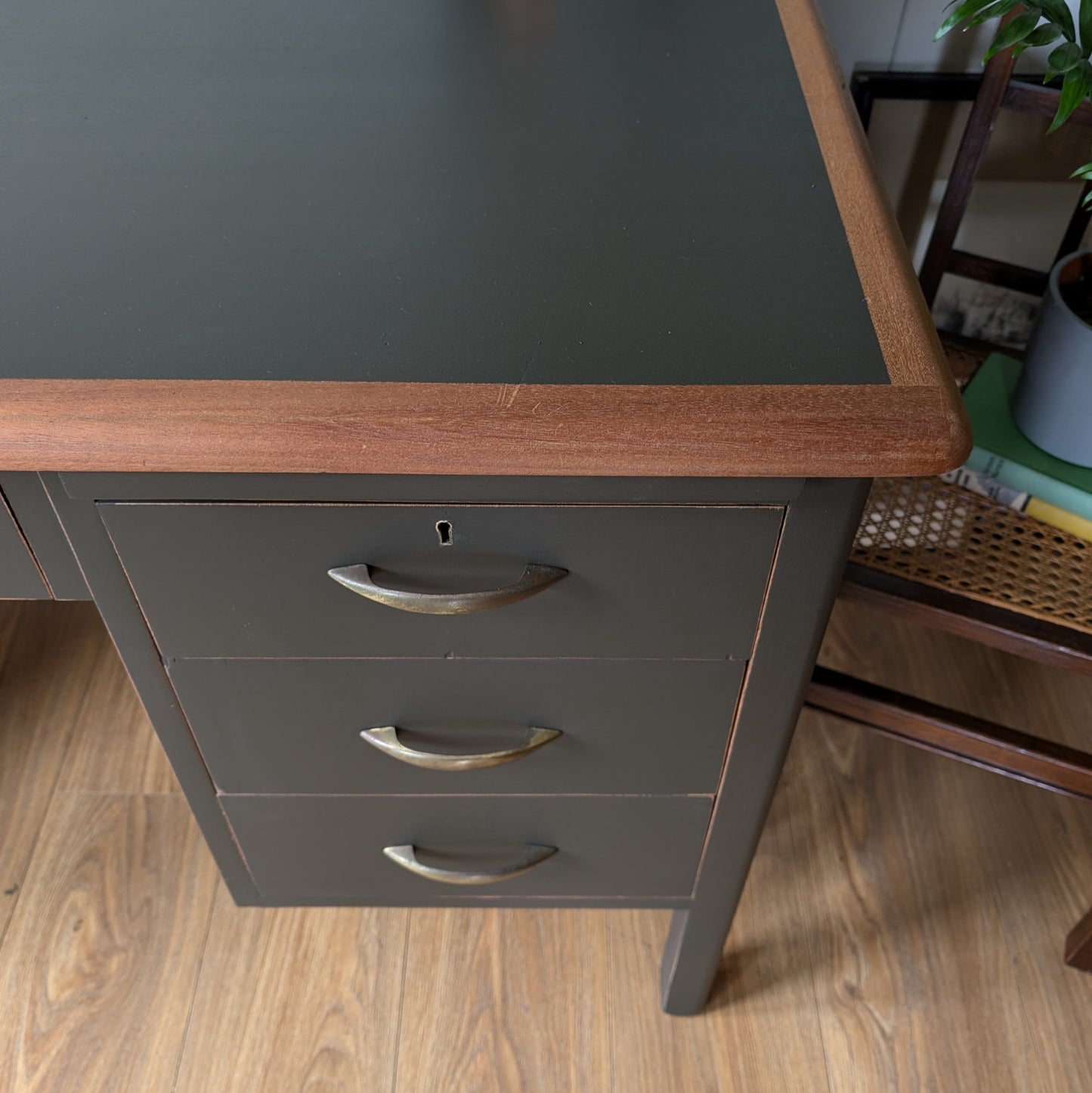 Painted Vintage Pedestal Desk
