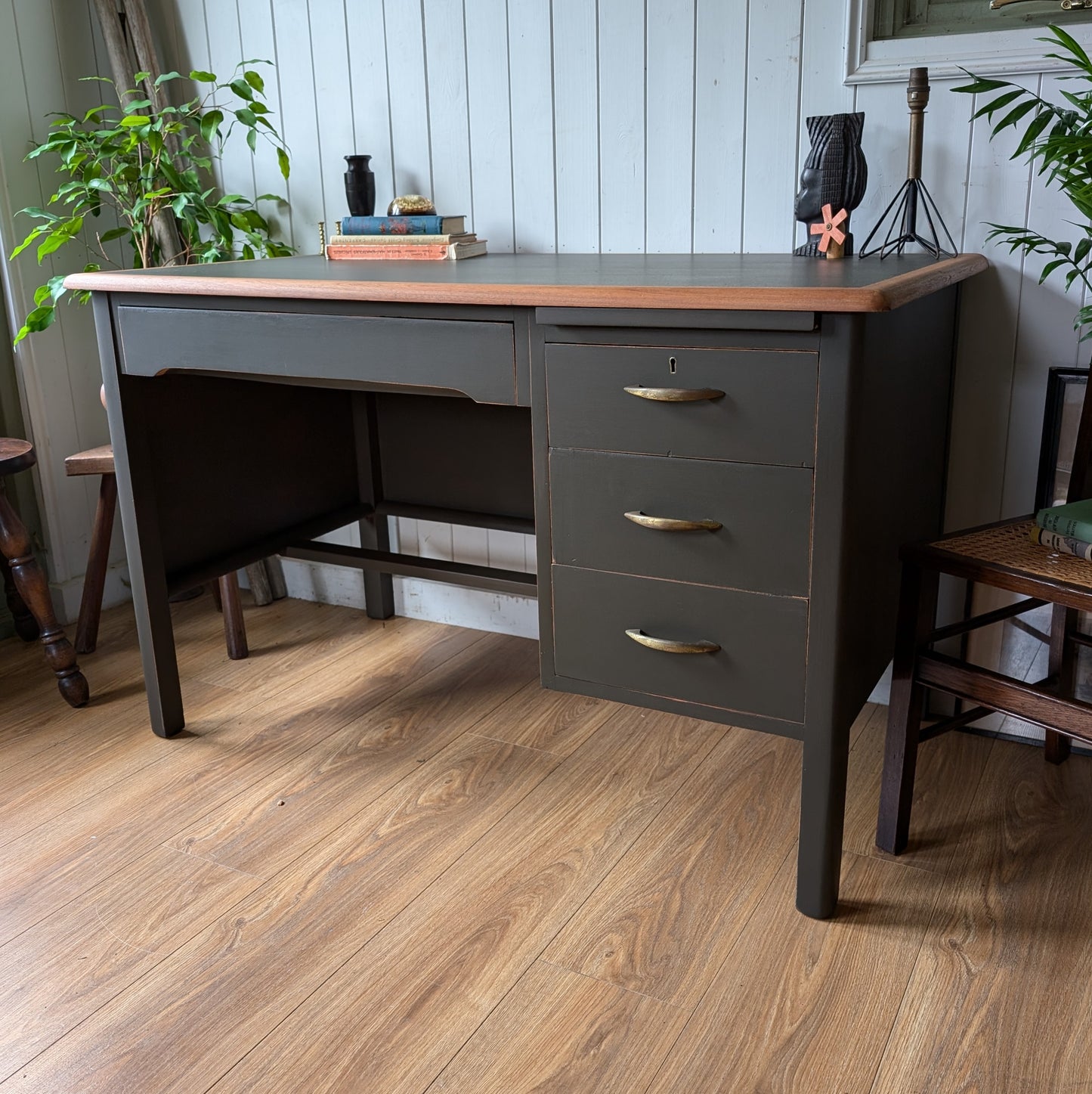 Painted Vintage Pedestal Desk