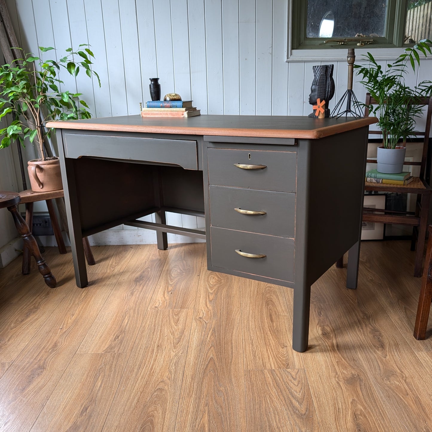 Painted Vintage Pedestal Desk