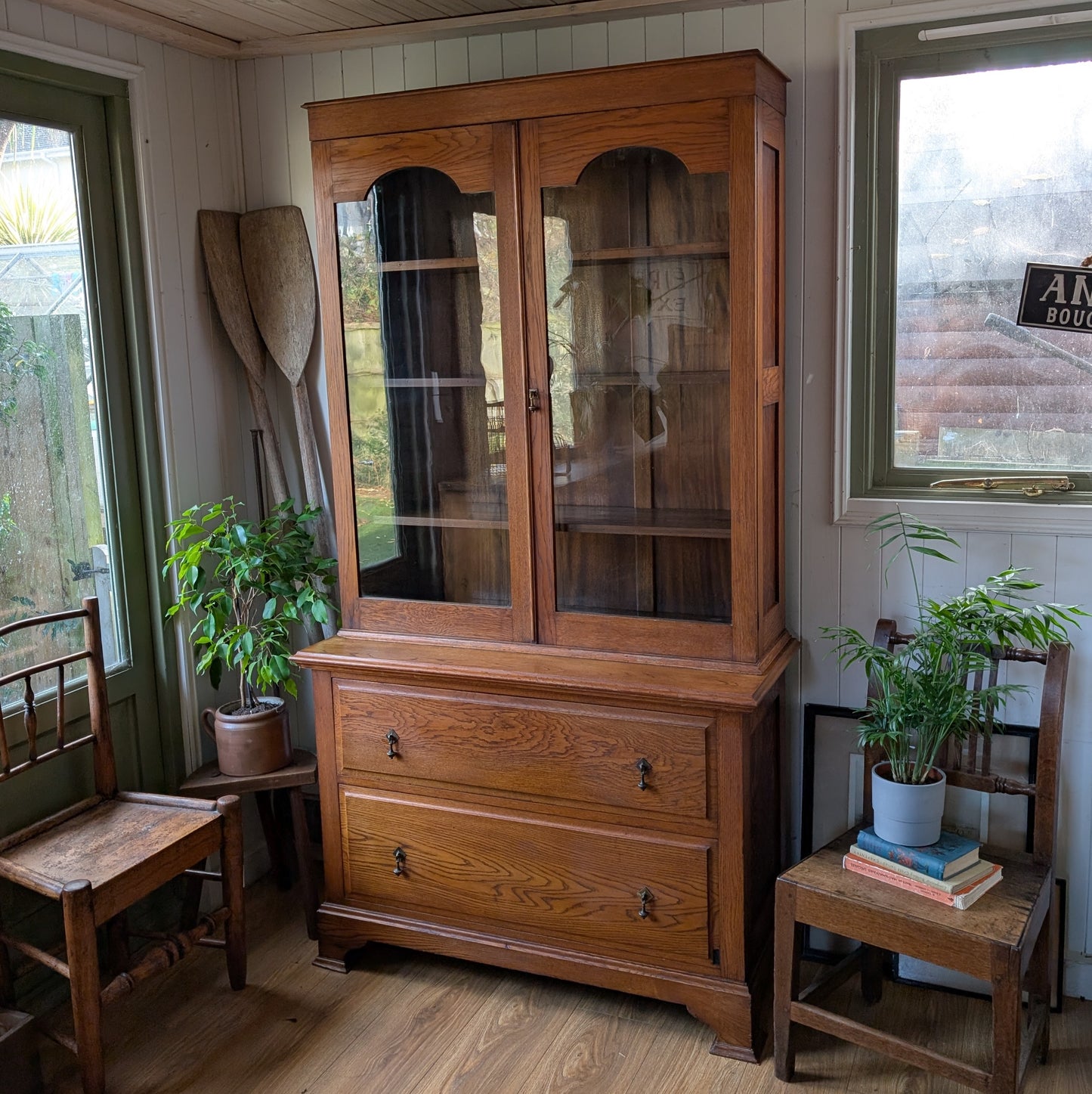 Oak Glazed Bookcase