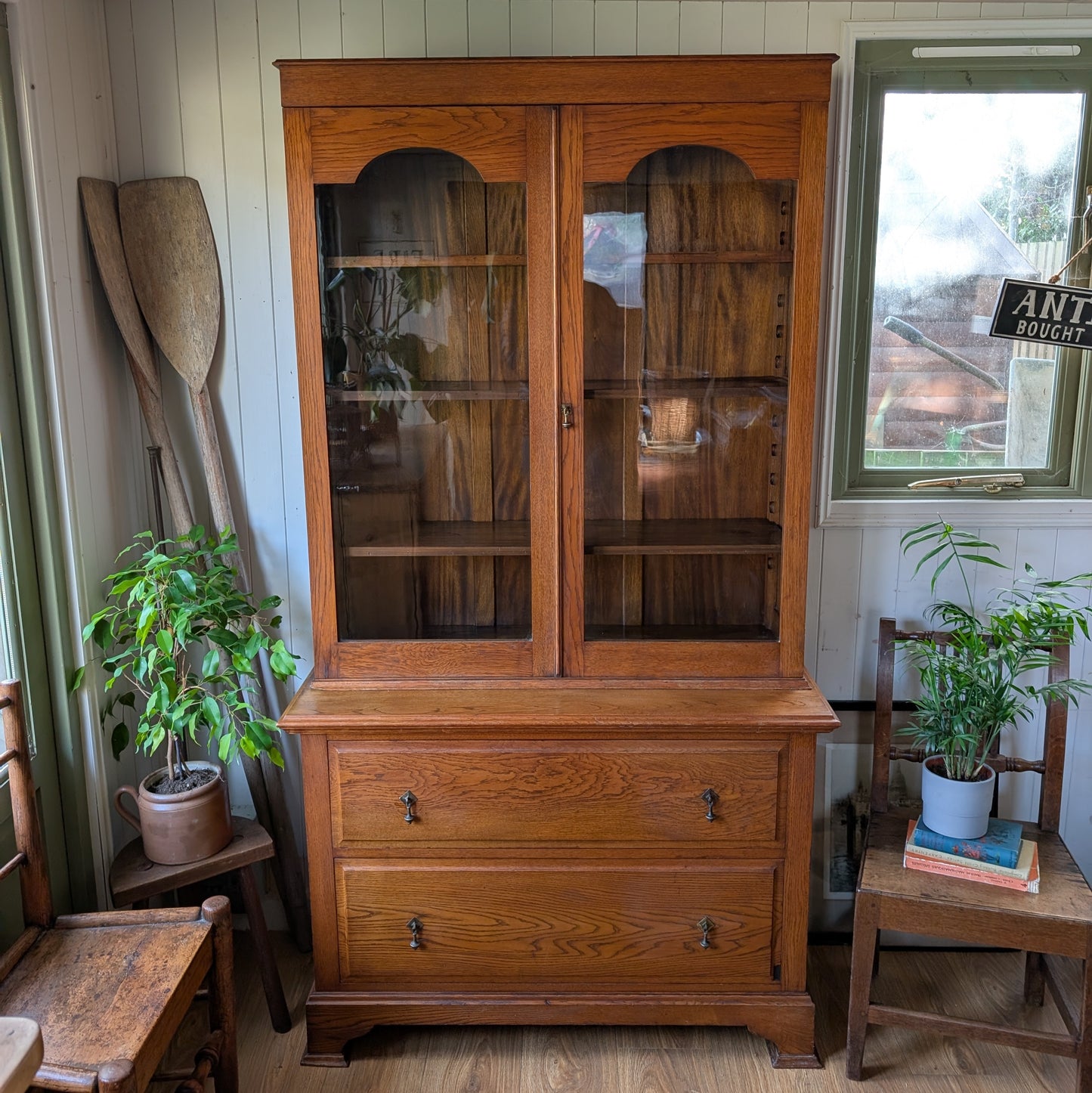 Oak Glazed Bookcase