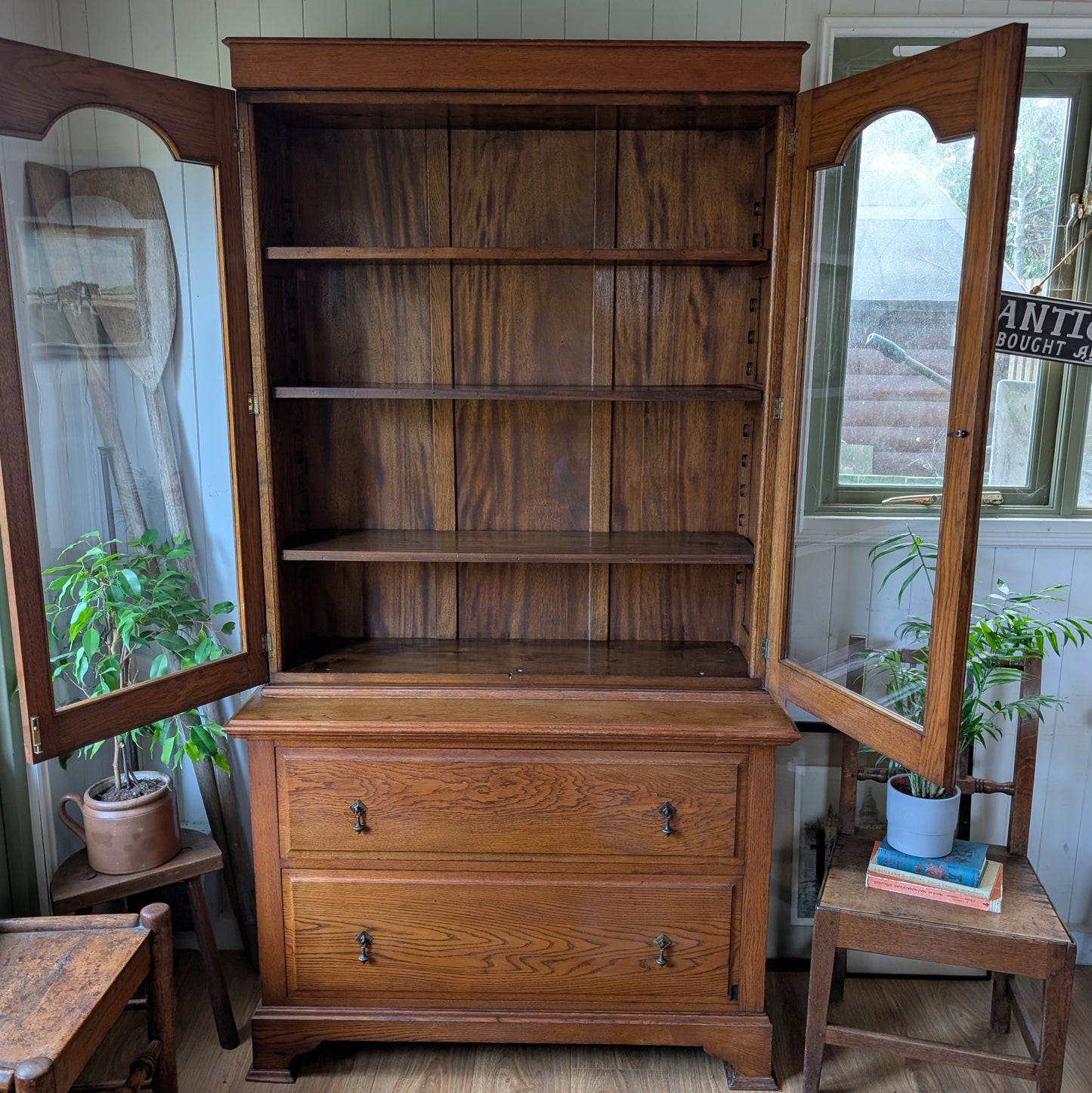 Oak Glazed Bookcase