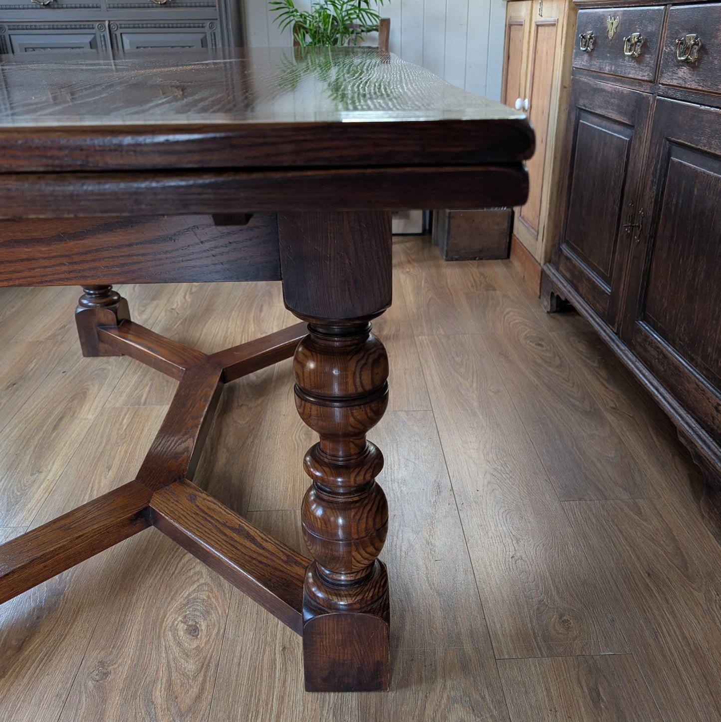 Large Vintage Oak Draw Leaf Table