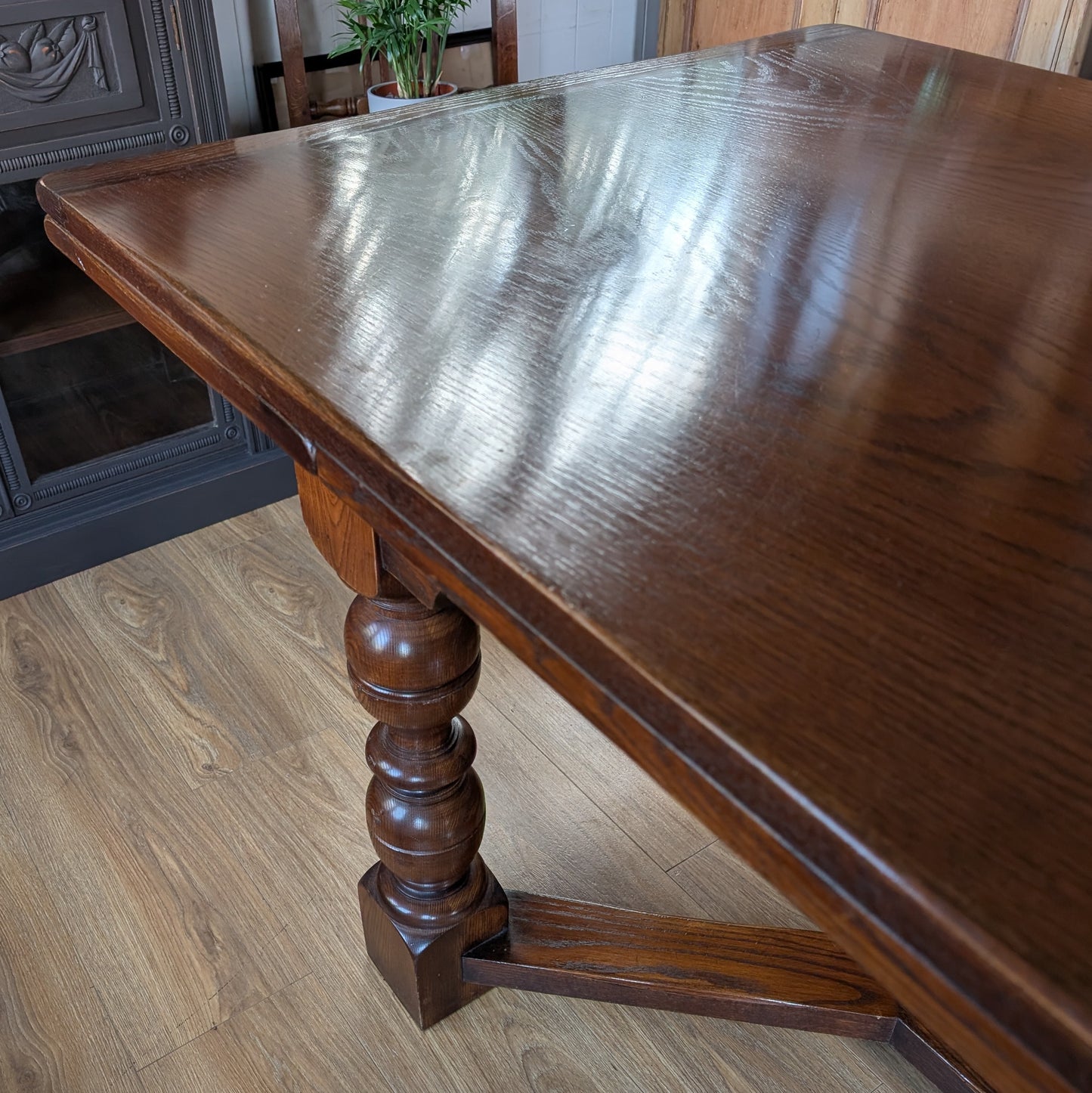 Large Vintage Oak Draw Leaf Table