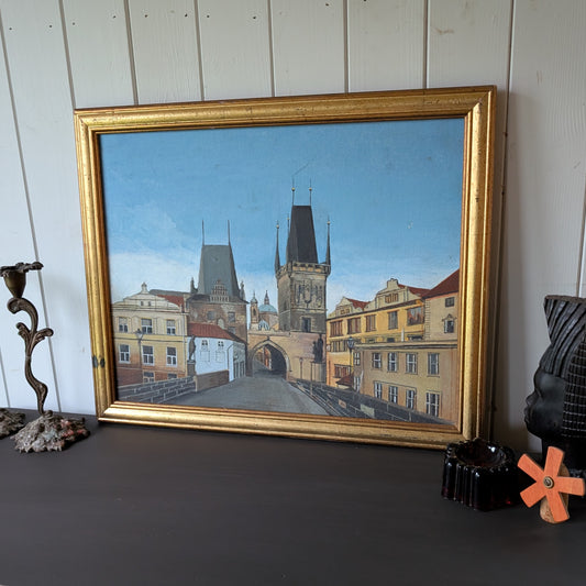 Vintage Oil Painting of Prague