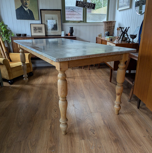 Zinc Topped 8 Seater Dining Table