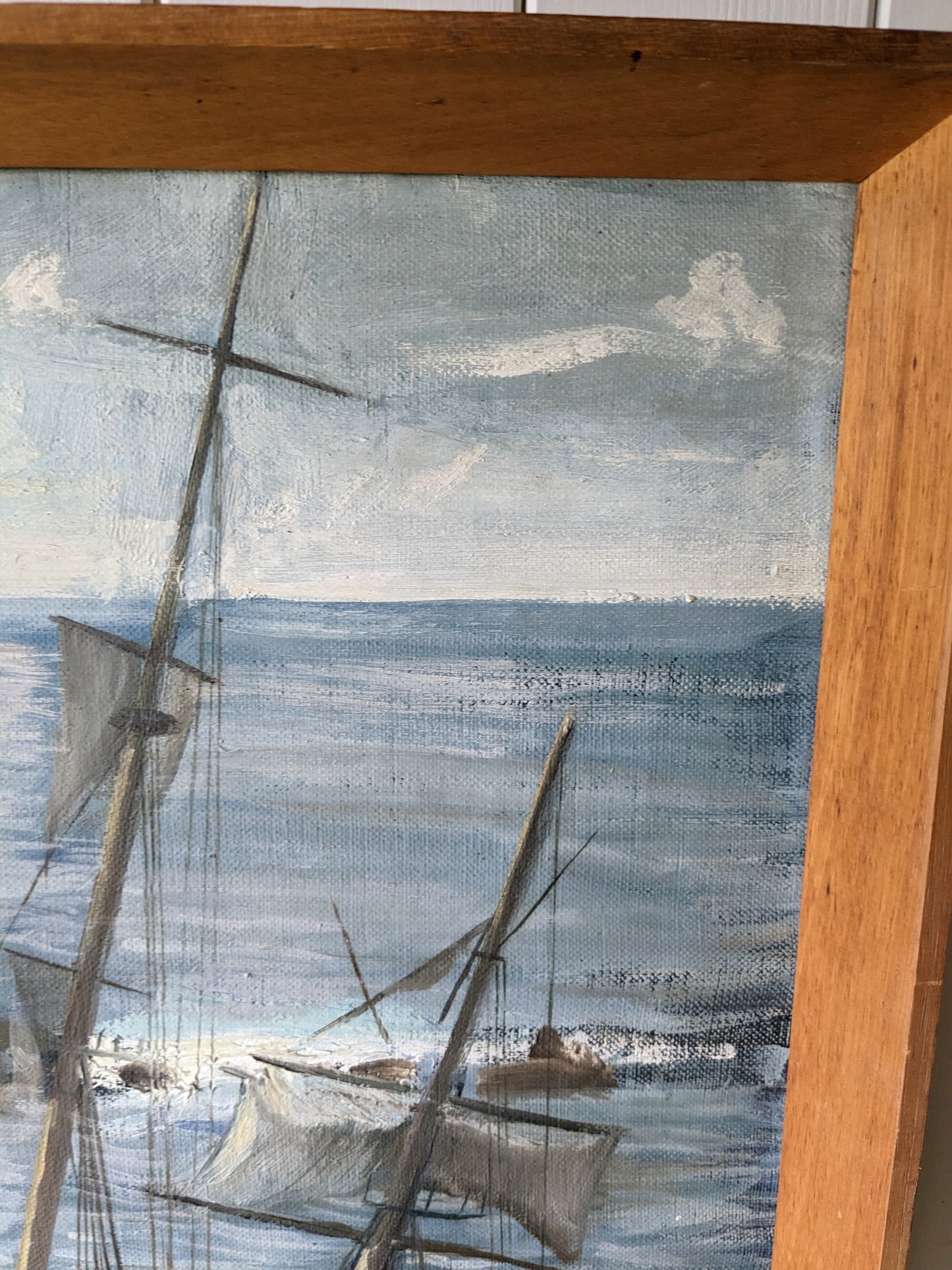 Large Vintage Nautical Oil Painting