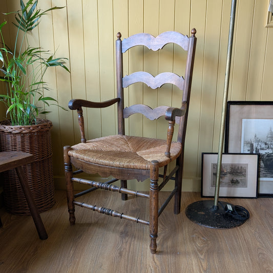 Antique French County Ladder-Back Armchair