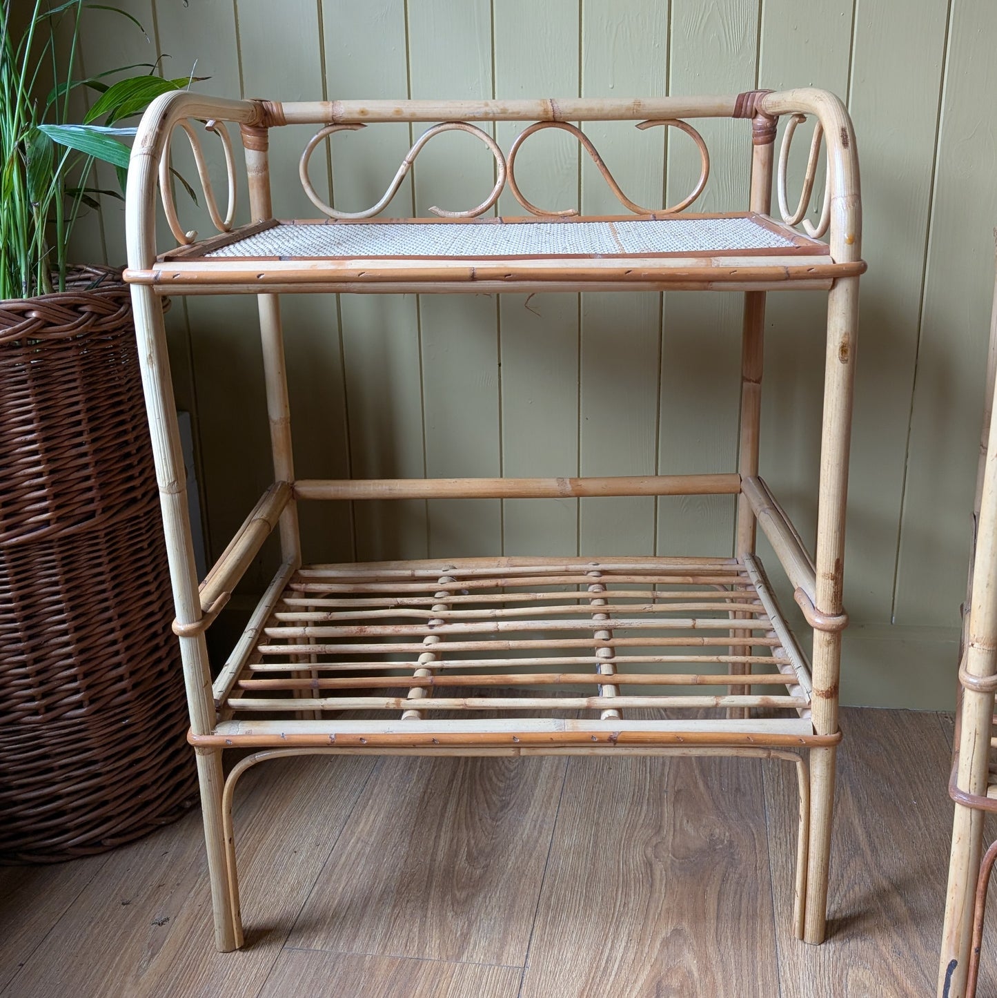 Pair of Mid Century Bamboo Side Tables