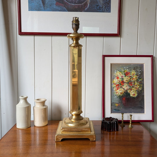 Large Vintage Brass Column Lamp