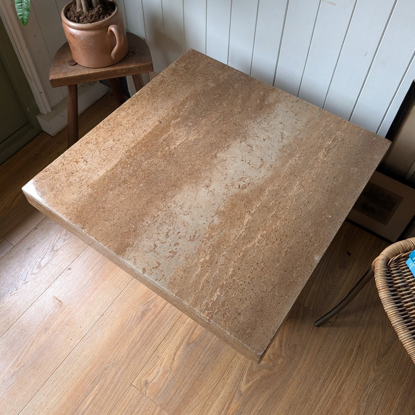 Mid Century Travertine Coffee Table