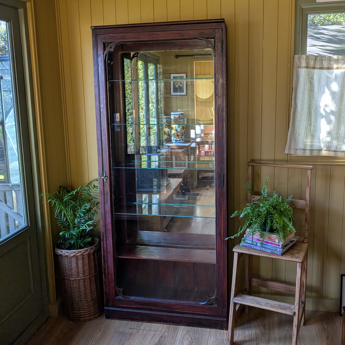 Tall Victorian Glazed Shop Display Cabinet