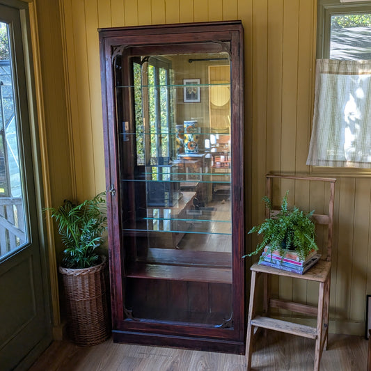Tall Victorian Glazed Shop Display Cabinet